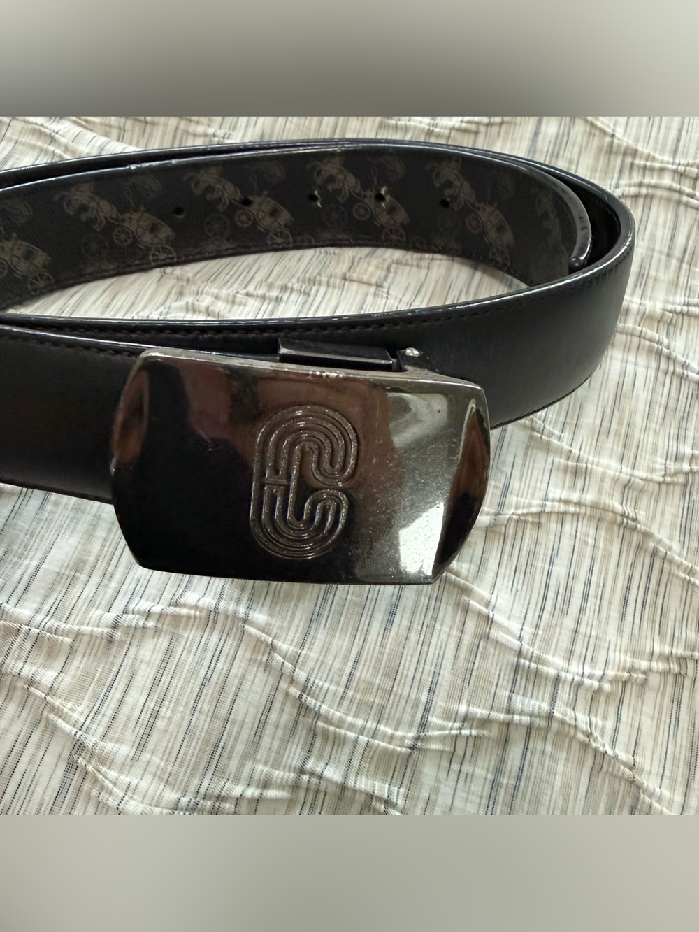 Heavy duty Coach Reversible Men's Leather Belt with Logo Buckle
